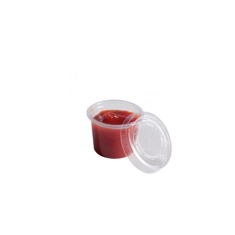 Pot à sauce en plastique transparent 30 ml avec couvercle intégré - carton  de 1000 unités