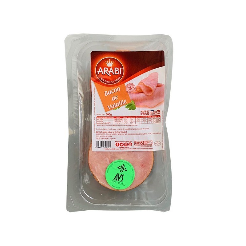 Bacon de volaille en tranches ARABI 500g